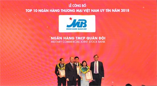 MB tăng 2 bậc trong top 10 ngân hàng thương mại Việt Nam uy tín 2018